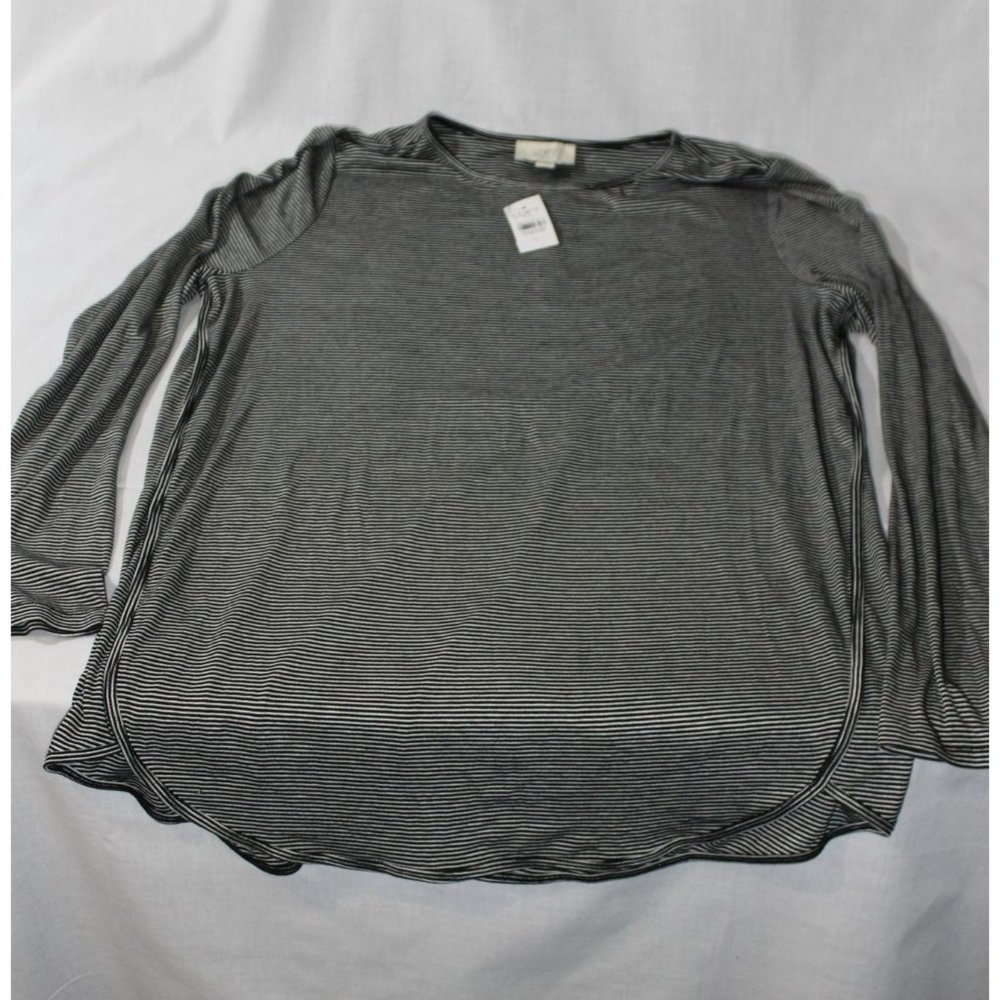 Loft‎ Outlet Size L Gray Striped Women's Tunic Shirt Blouse NWT